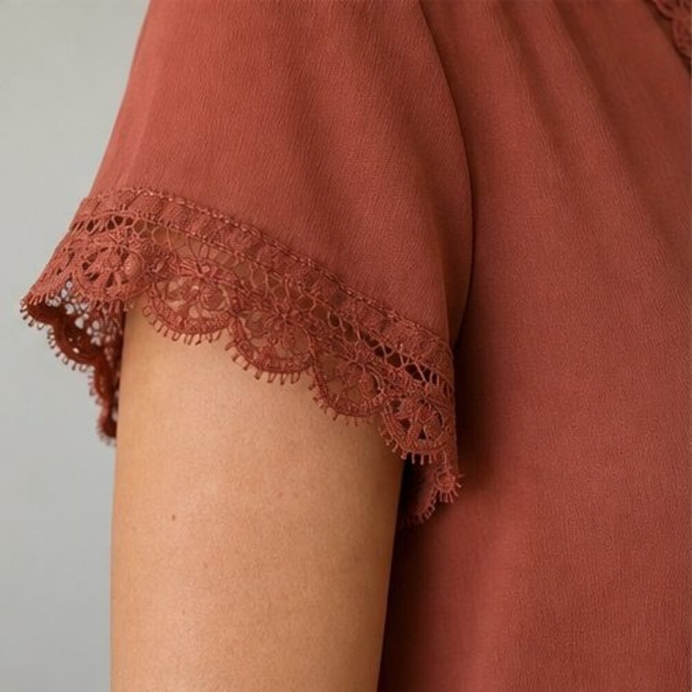 Rust Lace Trim Top - Picture 5 of 6